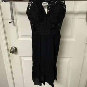 PINK Victoria's Secret Black Lace Midi Dress